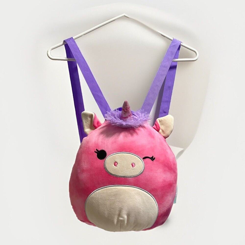 Squishmallows Lola Unicorn 12" Plush Backpack Zipper Bag with Adjustable Straps
